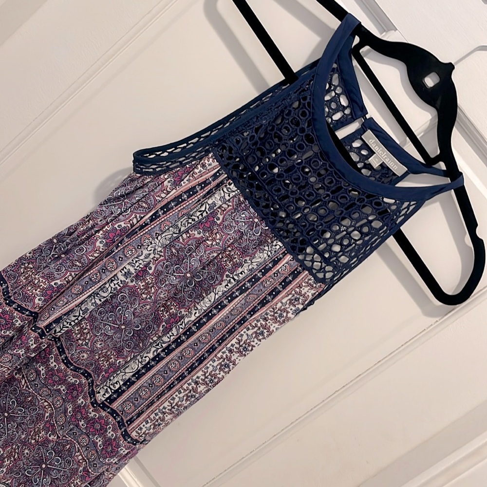 Navy and Purple Women's Top